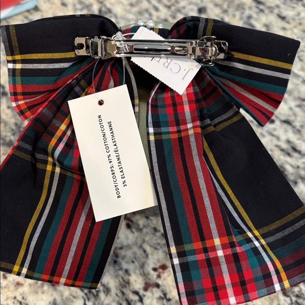 J Crew tartan plaid Rhinestone Accent Hair Barrette - Picture 4 of 9